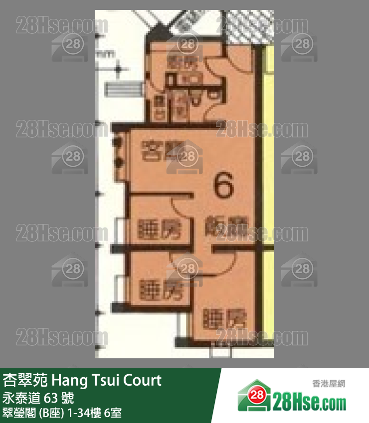 杏翠苑 翠瑩閣 (B座)28樓 6室 平面圖