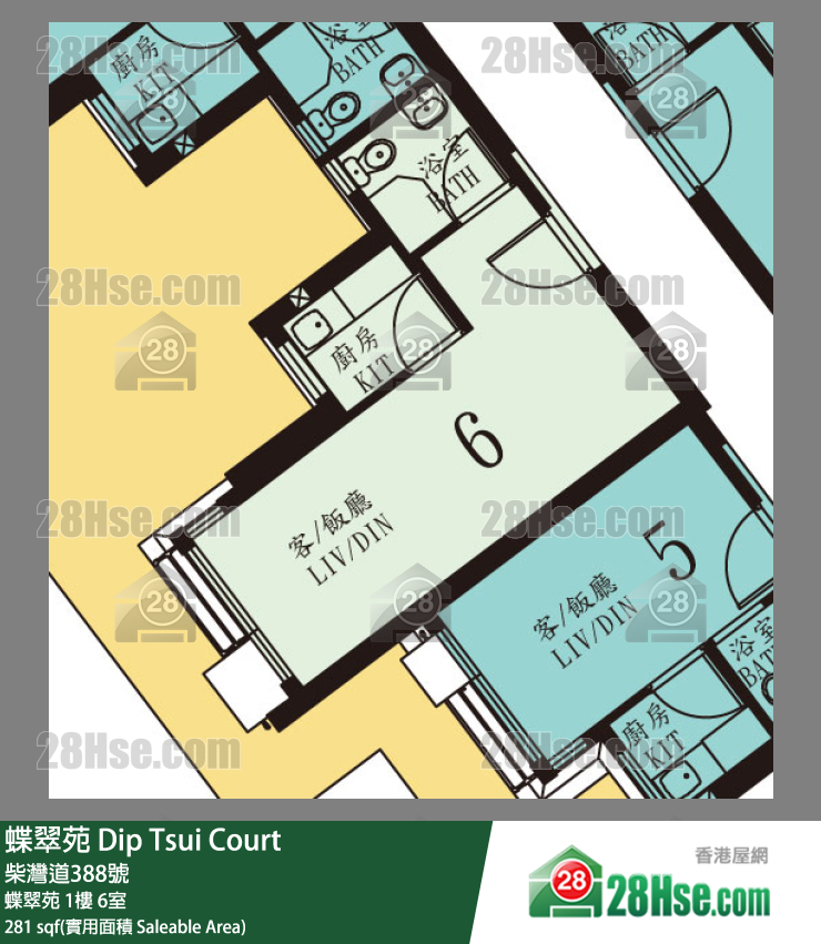 蝶翠苑 蝶翠苑 1樓 6室 平面圖
