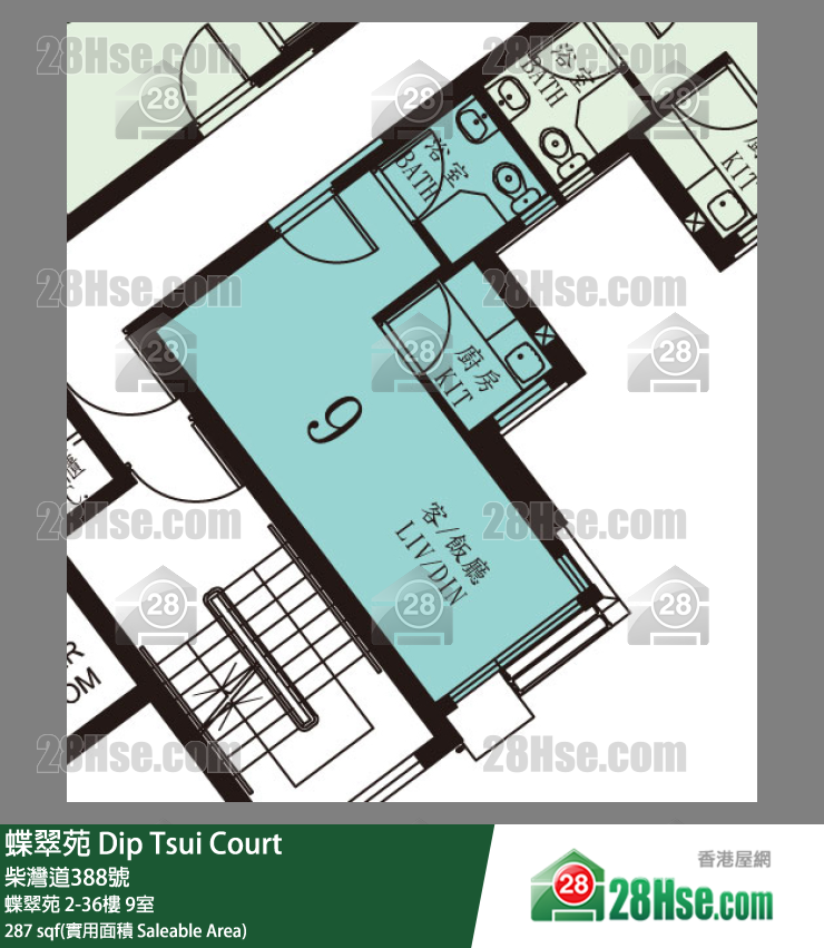 蝶翠苑 单位平面图(由 28Hse 提供)