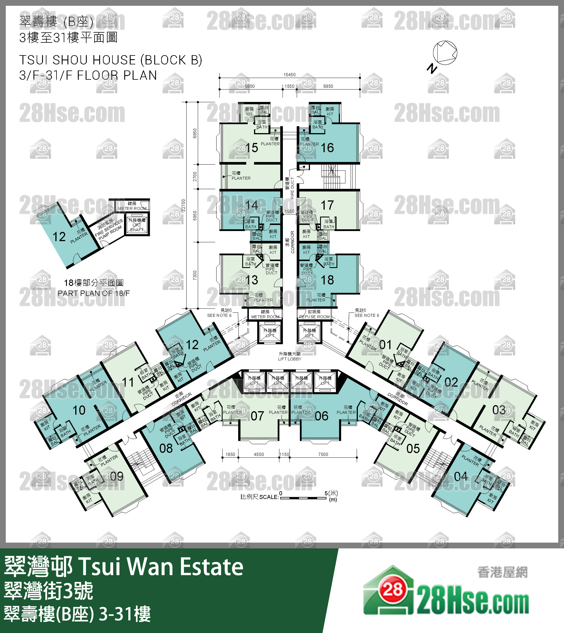 翠寿楼(B座) 3-31楼 平面图