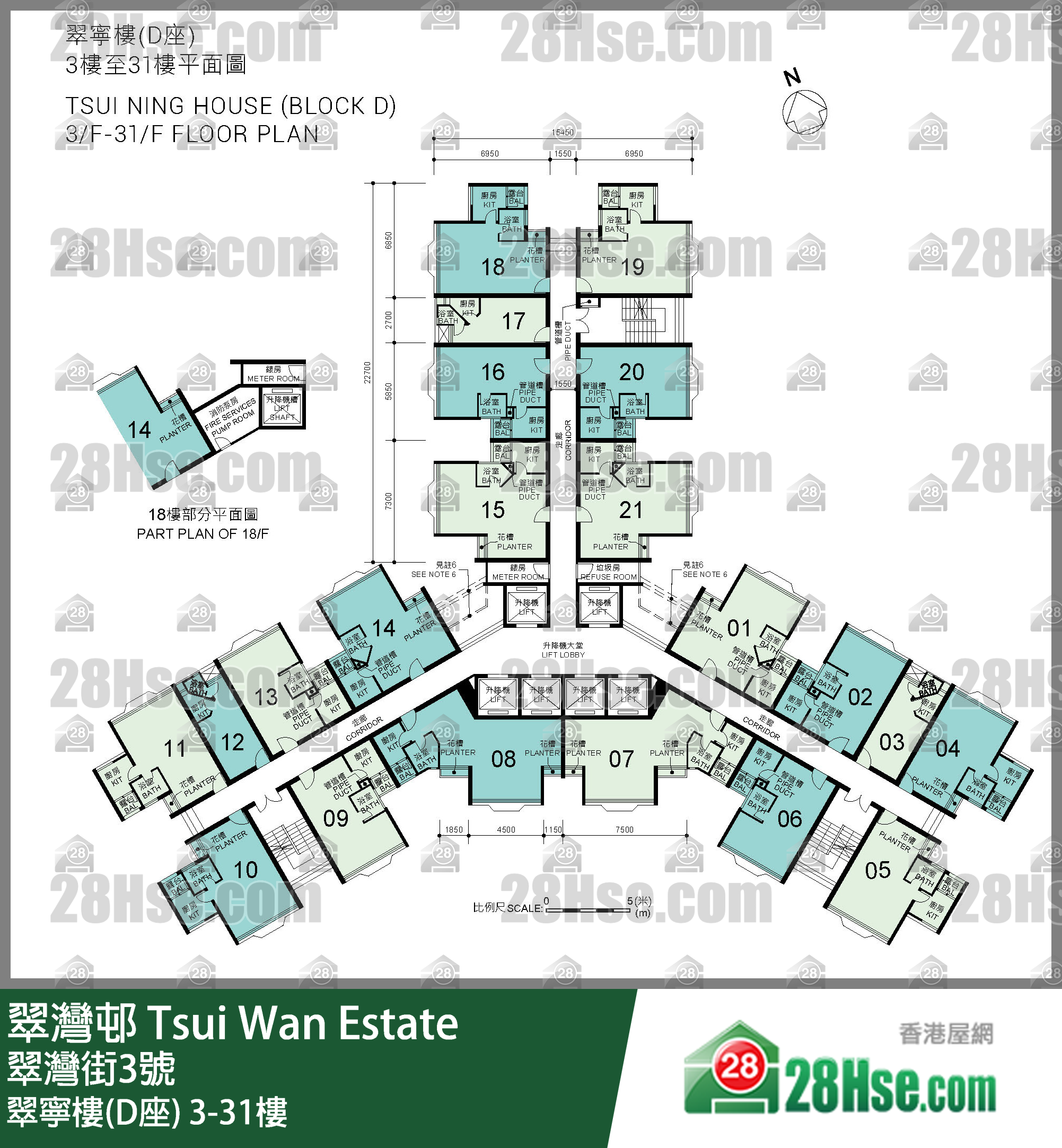 翠宁楼(D座) 3-31楼 平面图