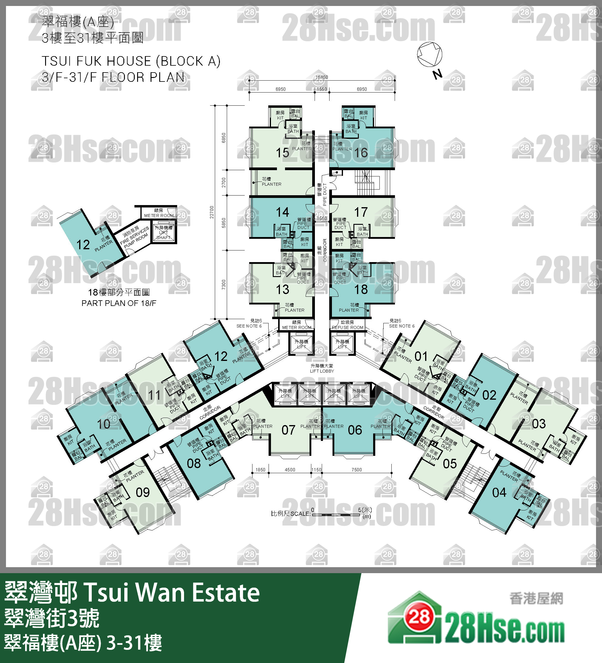 翠福楼(A座) 3-31楼 平面图