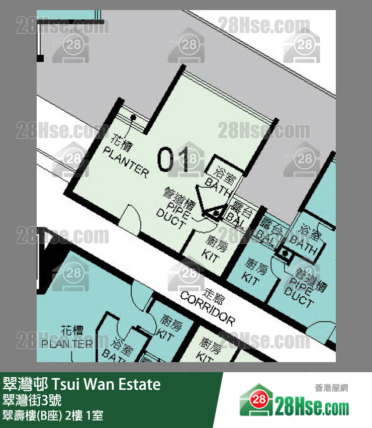翠灣邨 翠壽樓(B座)2樓 1室 平面圖