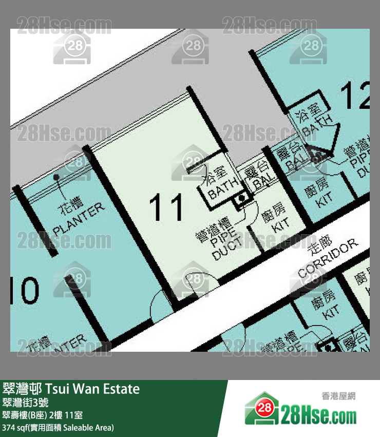 翠灣邨 翠壽樓(B座) 2樓 11室 平面圖