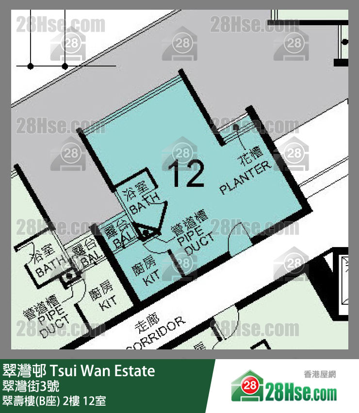 翠灣邨 翠壽樓(B座) 2樓 12室 平面圖