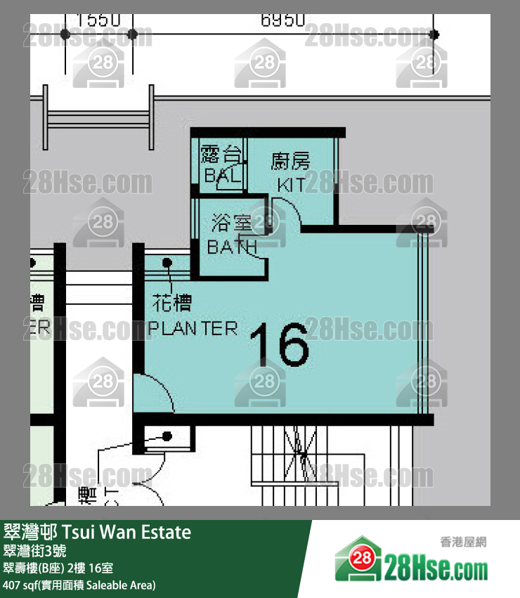 翠灣邨 翠壽樓(B座) 2樓 16室 平面圖