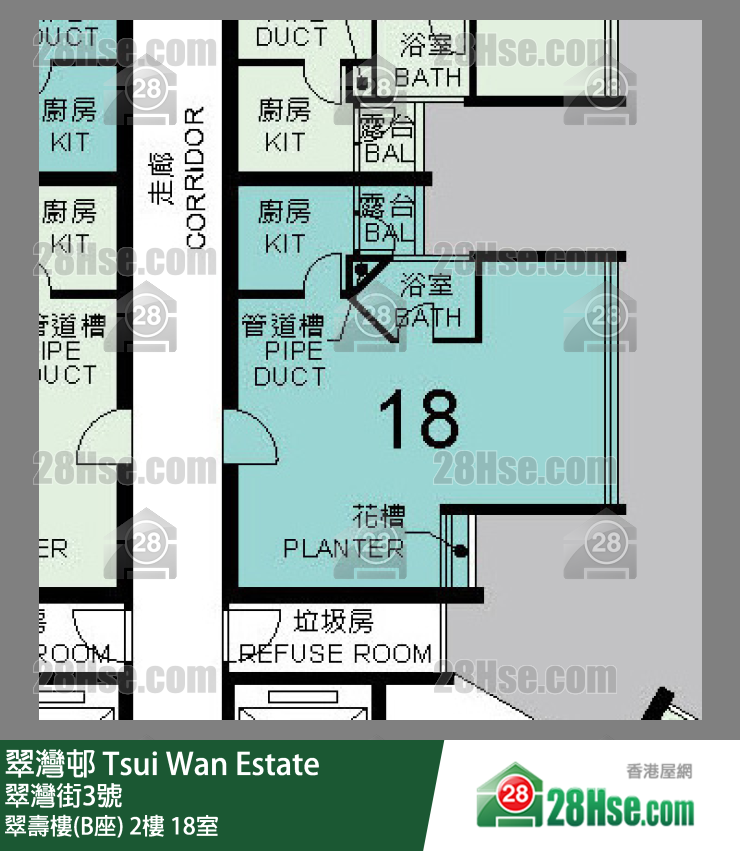 翠灣邨 翠壽樓(B座)2樓 18室 平面圖