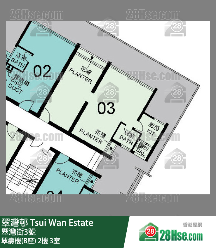 翠灣邨 翠壽樓(B座)2樓 3室 平面圖