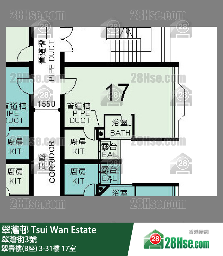 翠灣邨 翠壽樓(B座) 31樓 17室 平面圖