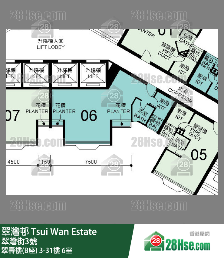 翠灣邨 翠壽樓(B座)24樓 6室 平面圖