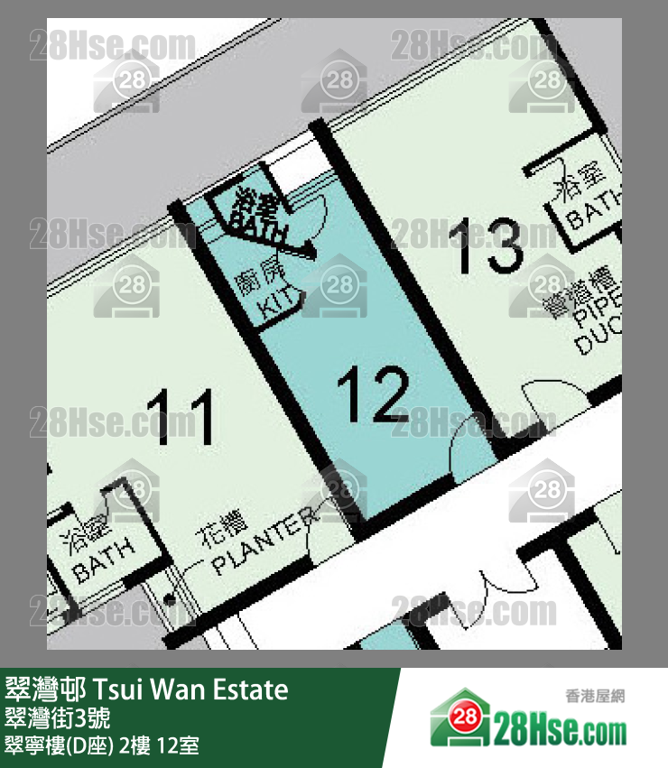 翠灣邨 翠寧樓(D座) 2樓 12室 平面圖