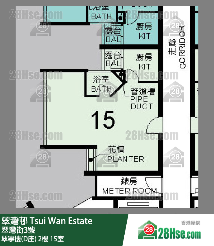 翠灣邨 翠寧樓(D座)2樓 15室 平面圖