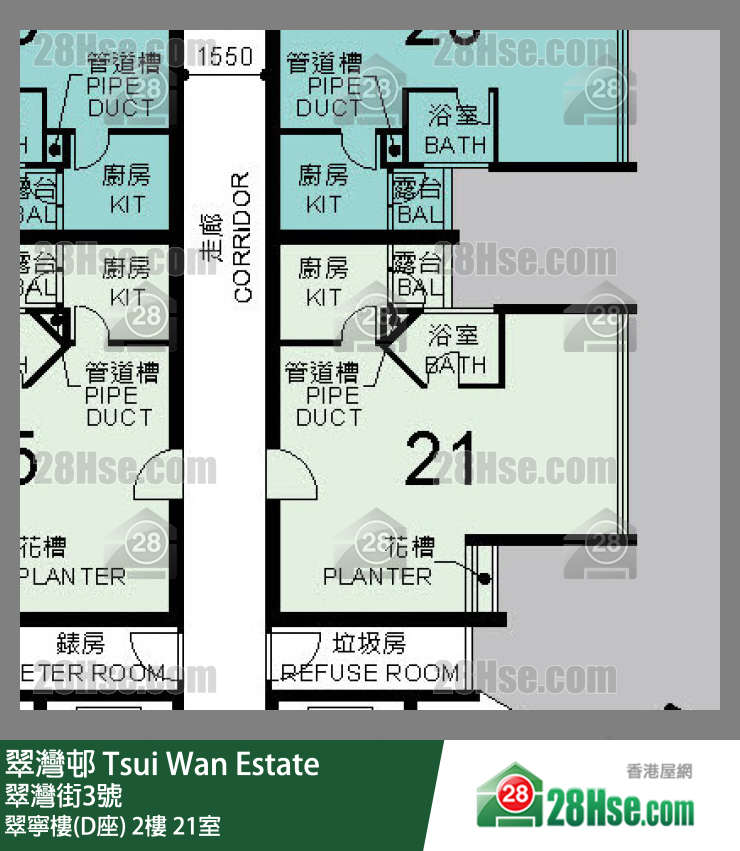 翠灣邨 翠寧樓(D座)2樓 21室 平面圖