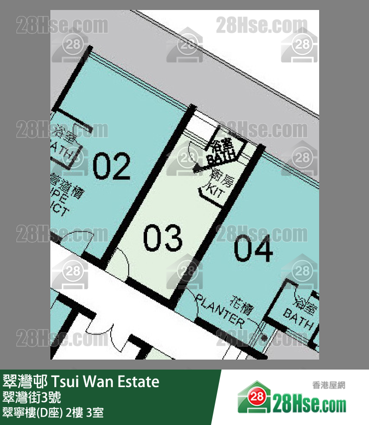 翠灣邨 翠寧樓(D座)2樓 3室 平面圖