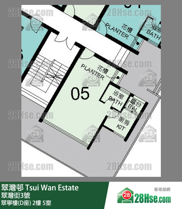 翠灣邨 翠寧樓(D座)2樓 5室 平面圖