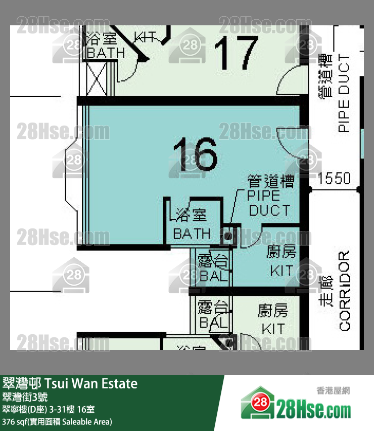 翠湾邨 翠宁楼(D座)13楼 16室 平面图