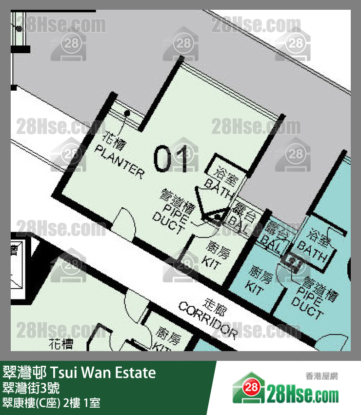 翠灣邨 翠康樓(C座)2樓 1室 平面圖