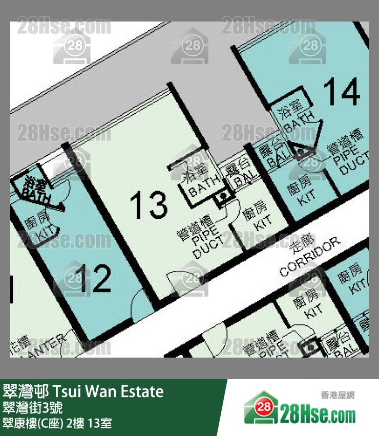 翠灣邨 翠康樓(C座)2樓 13室 平面圖