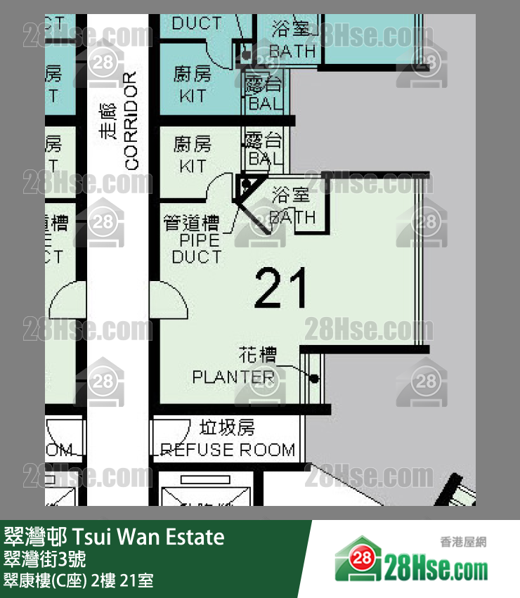 翠灣邨 翠康樓(C座)2樓 21室 平面圖