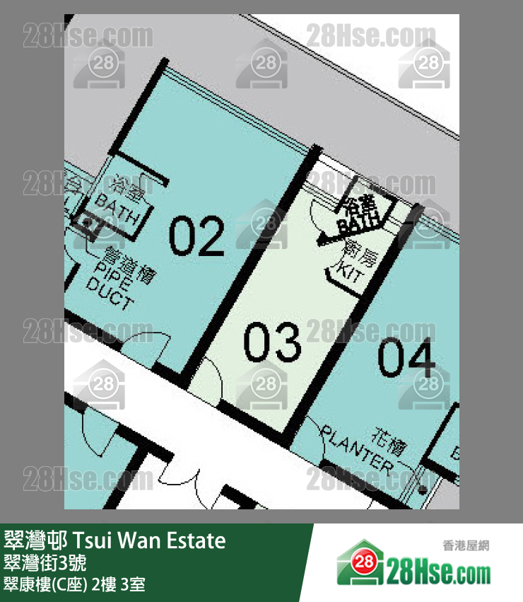 翠灣邨 翠康樓(C座) 2樓 3室 平面圖