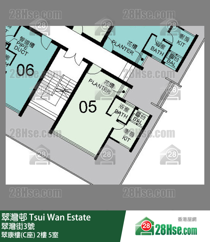翠灣邨 翠康樓(C座)2樓 5室 平面圖