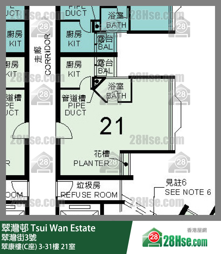 翠灣邨 翠康樓(C座)21樓 21室 平面圖
