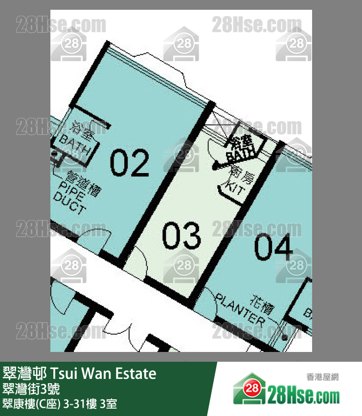 翠灣邨 翠康樓(C座) 4樓 3室 平面圖
