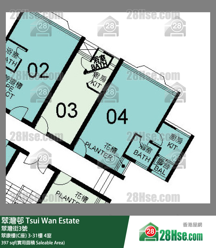 翠灣邨 翠康樓(C座)30樓 4室 平面圖
