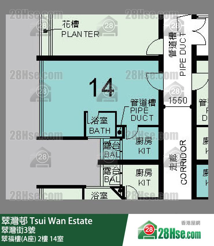 翠灣邨 翠福樓(A座)2樓 14室 平面圖