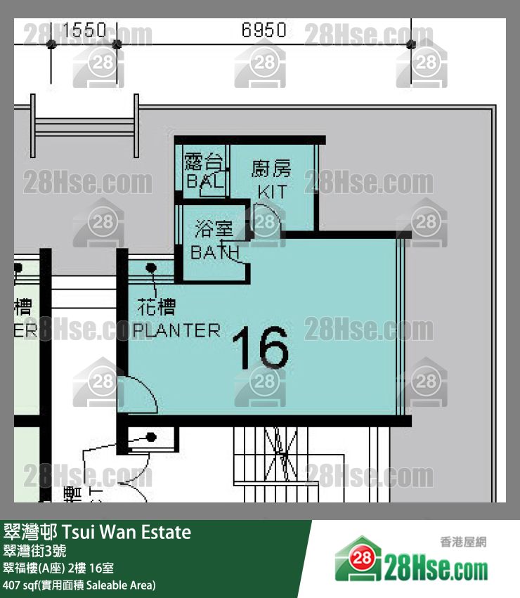 翠灣邨 翠福樓(A座)2樓 16室 平面圖