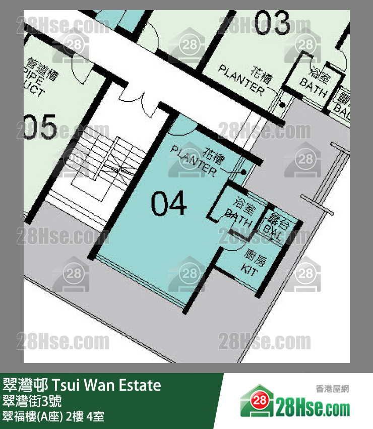 翠灣邨 翠福樓(A座)2樓 4室 平面圖
