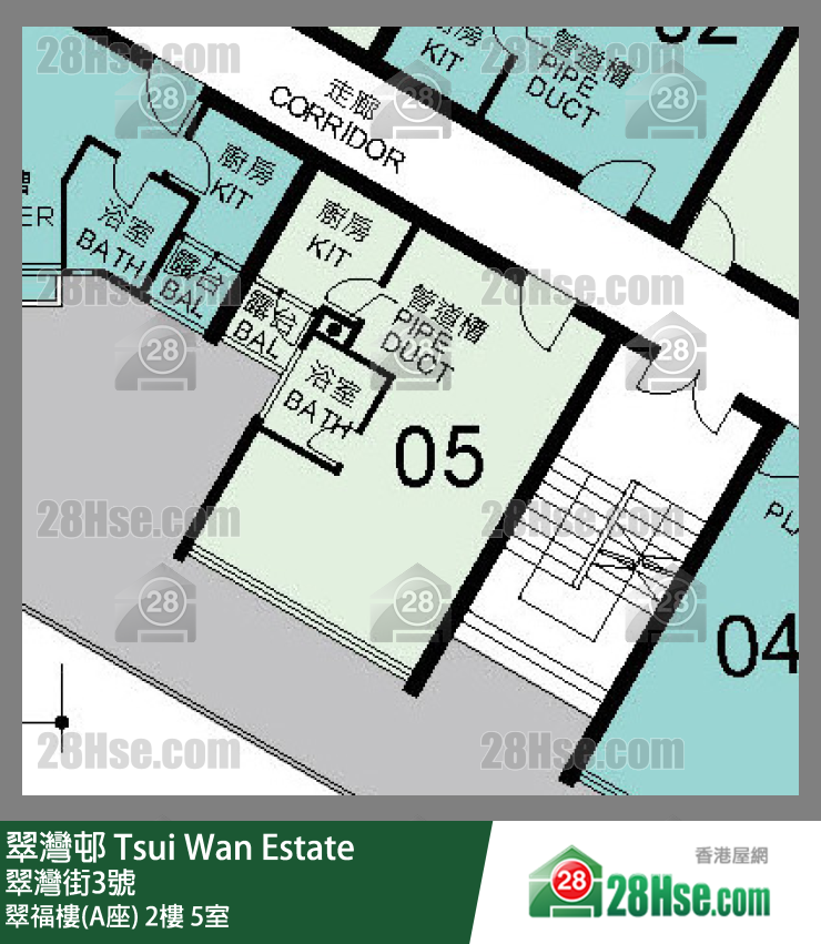 翠灣邨 翠福樓(A座)2樓 5室 平面圖