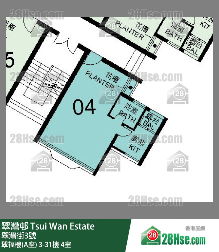 翠灣邨 翠福樓(A座)27樓 4室 平面圖