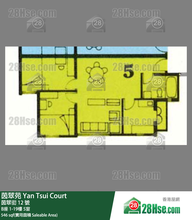 茵翠苑 B座11樓 5室 平面圖