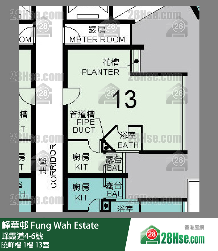 峰華邨 曉峰樓1樓 13室 平面圖