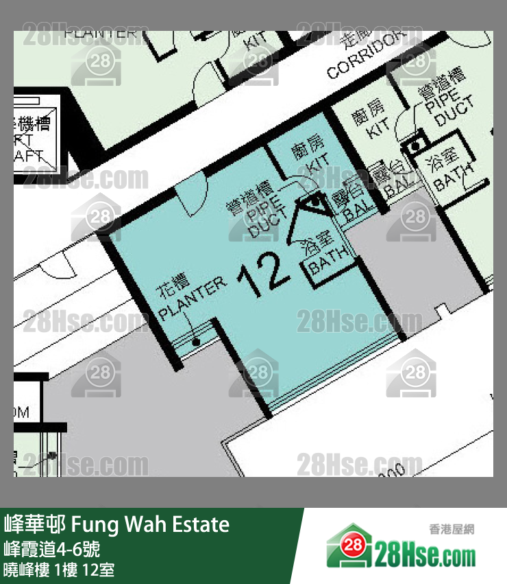 峰華邨 曉峰樓1樓 12室 平面圖