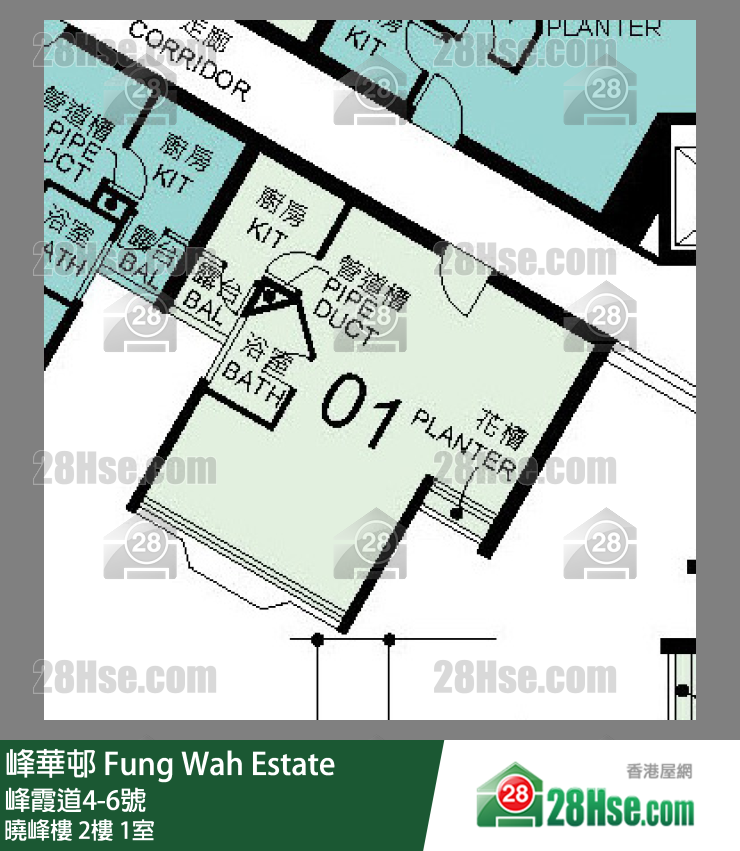 峰華邨 曉峰樓2樓 1室 平面圖