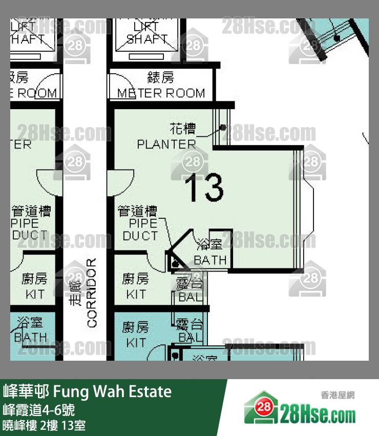 峰華邨 曉峰樓2樓 13室 平面圖
