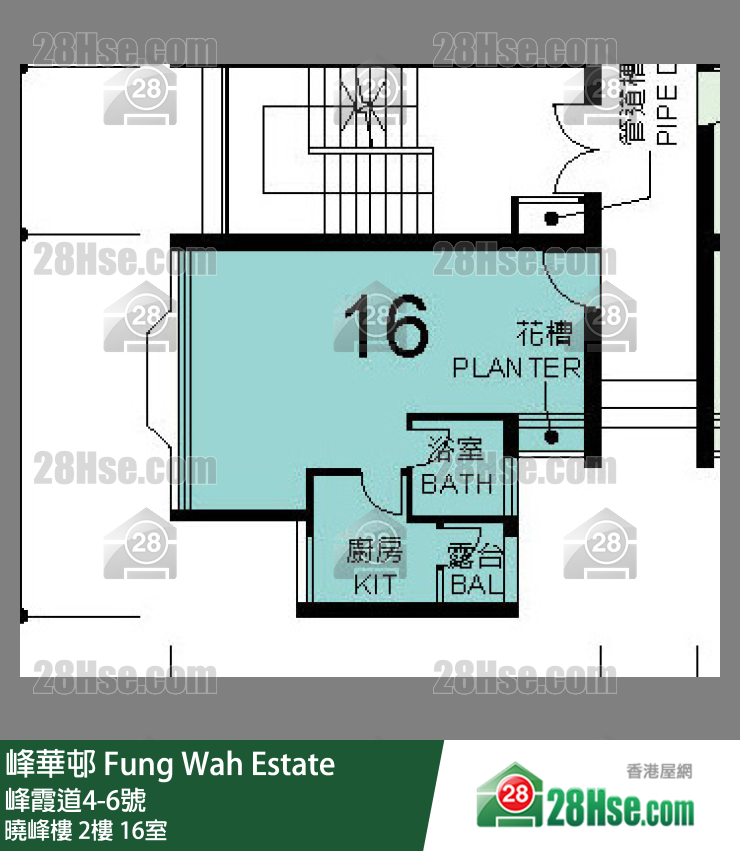 峰華邨 曉峰樓2樓 16室 平面圖