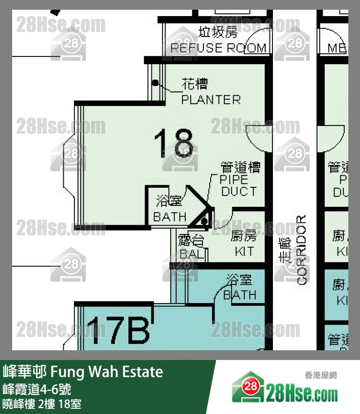 峰華邨 曉峰樓2樓 18室 平面圖