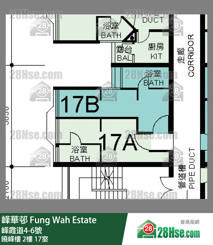 峰華邨 曉峰樓2樓 17室 平面圖