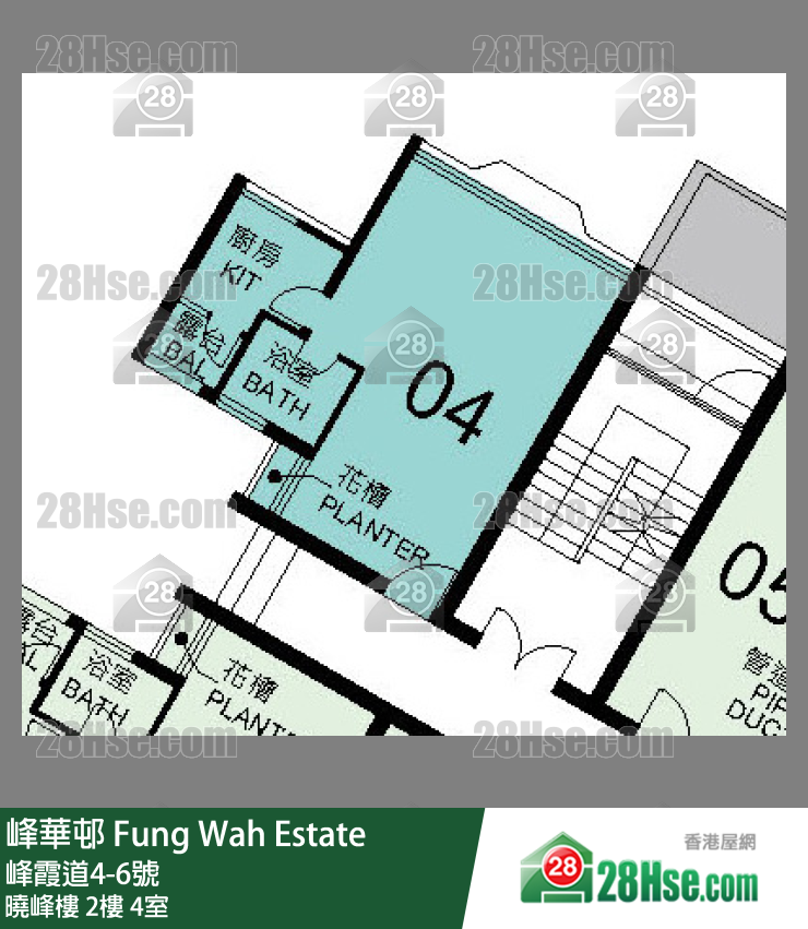 峰华邨 晓峰楼2楼 4室 平面图