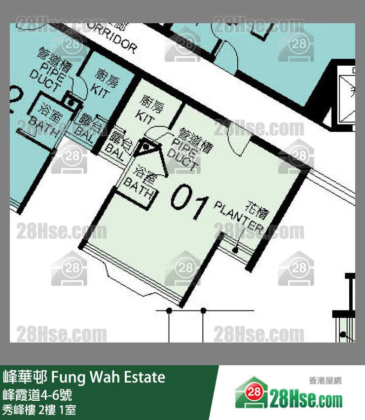 峰華邨 秀峰樓2樓 1室 平面圖