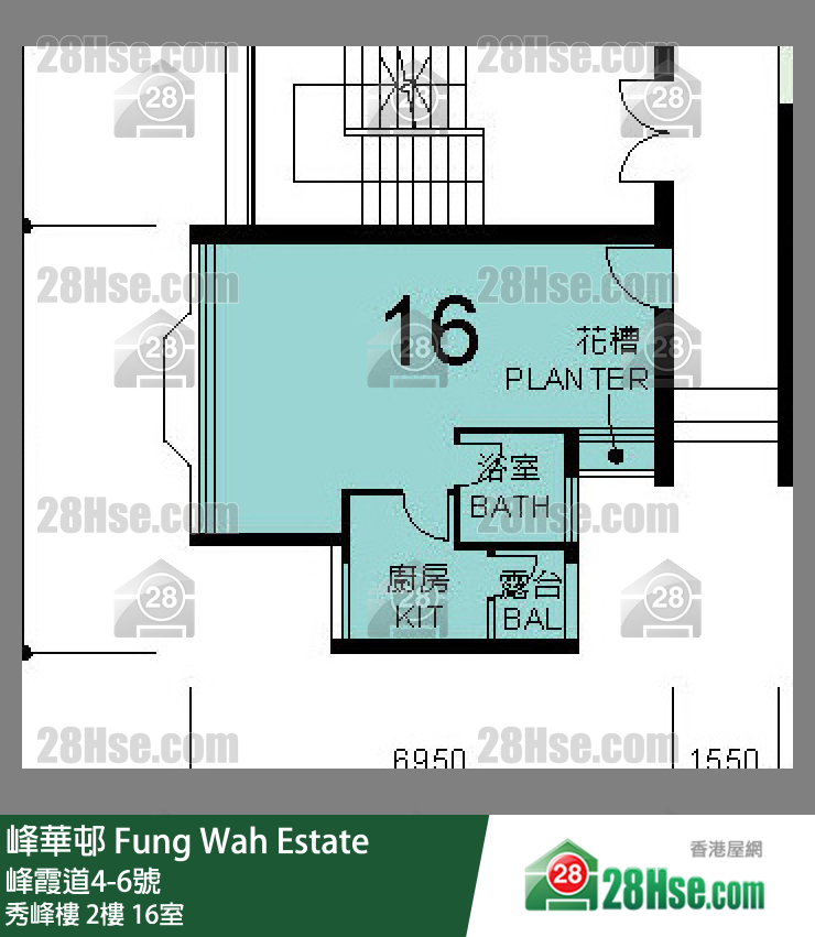 峰華邨 秀峰樓2樓 16室 平面圖