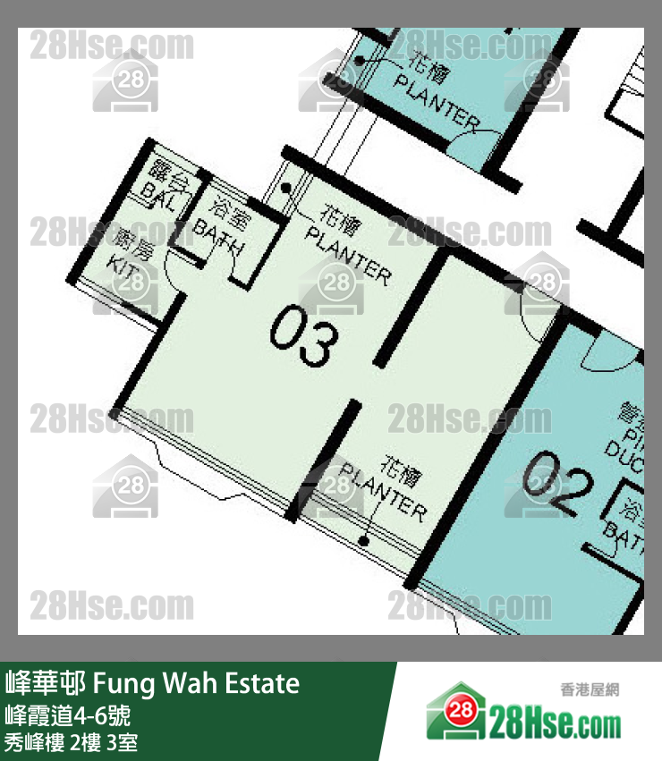 峰华邨 秀峰楼2楼 3室 平面图
