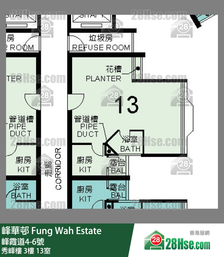 峰華邨 秀峰樓3樓 13室 平面圖