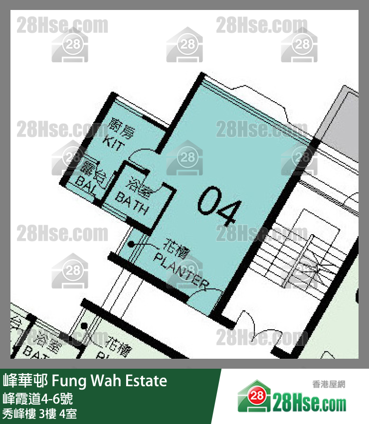 峰華邨 秀峰樓3樓 4室 平面圖