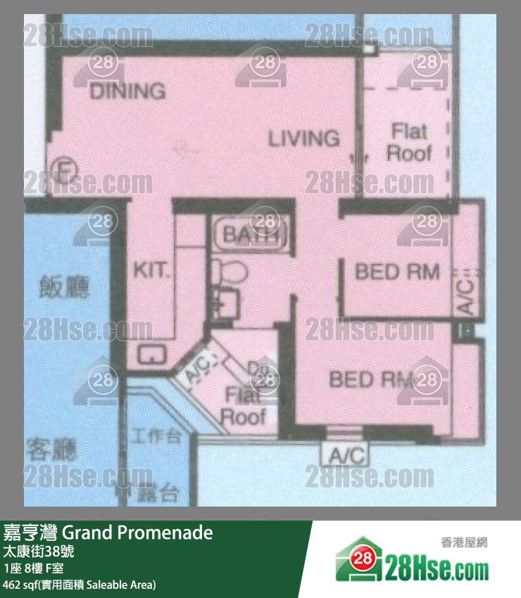 嘉亨灣 1座 8樓 F室 平面圖