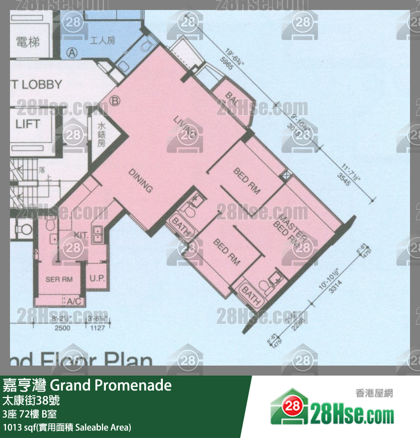 嘉亨灣 3座72樓 B室 平面圖