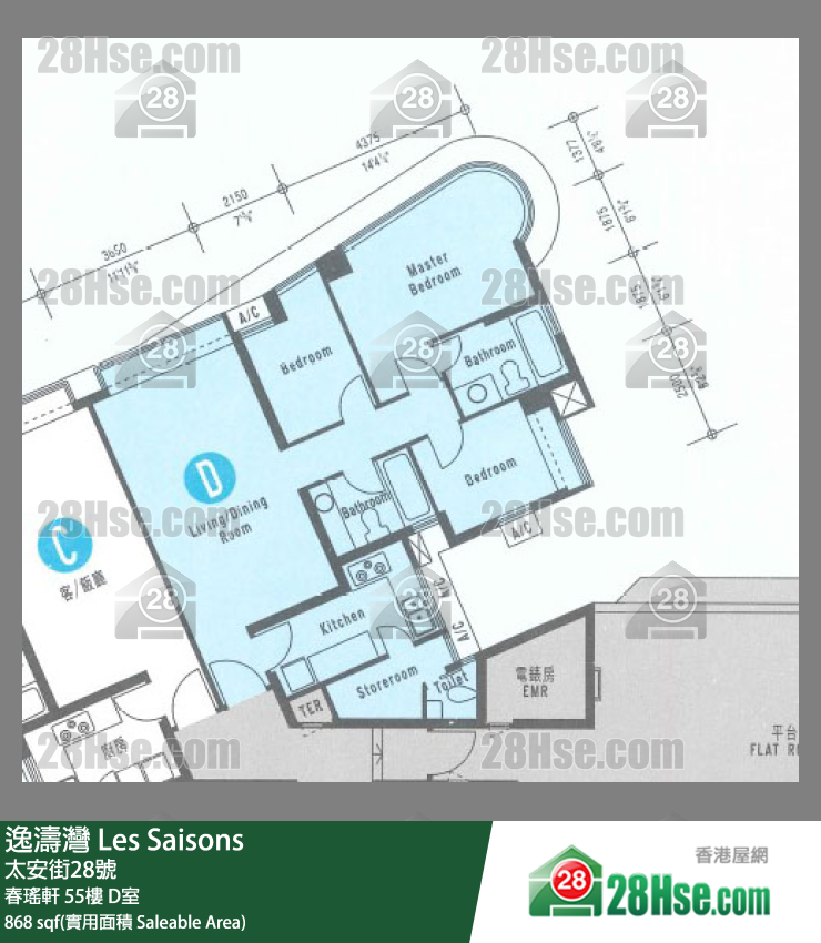 逸濤灣 春瑤軒55樓 D室 平面圖